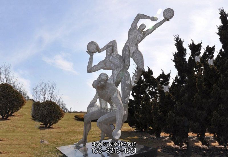 不锈钢打篮球抽象人物雕塑