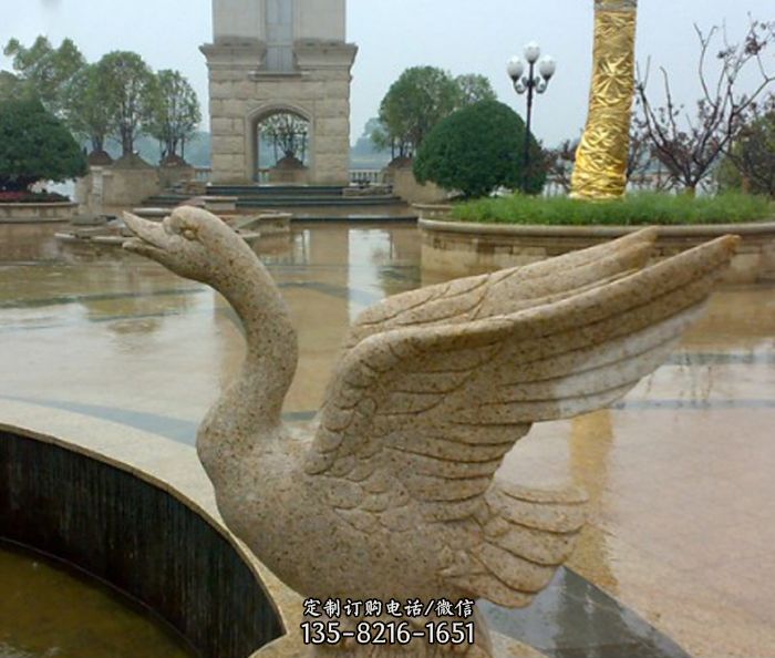 公園景觀砂巖天鵝噴泉石雕