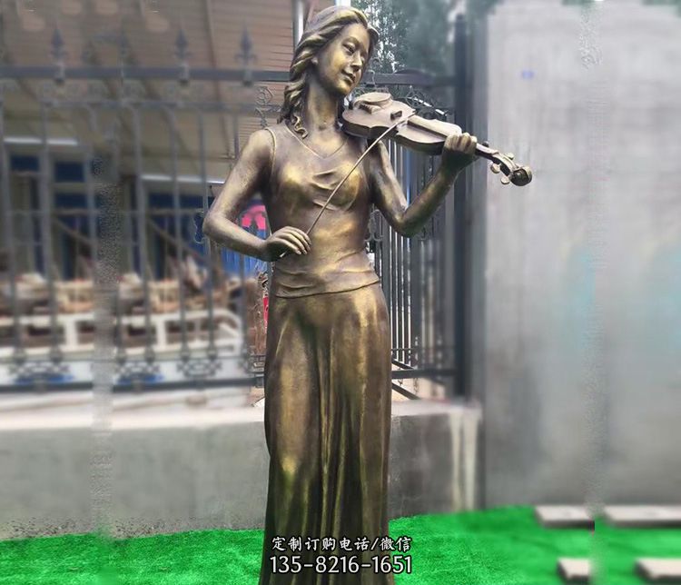 广场欧式拉小提琴人物铜雕