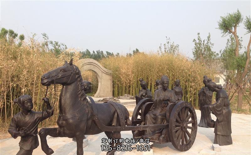 城市公園坐馬車景觀銅雕