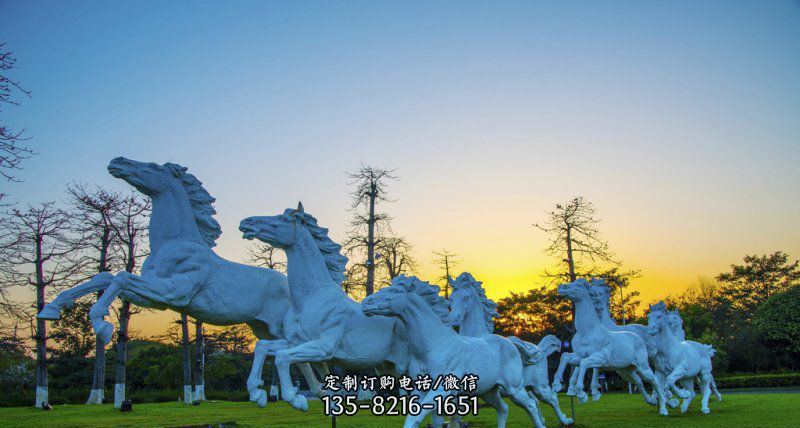 奔跑的马群城市公园景观铜雕