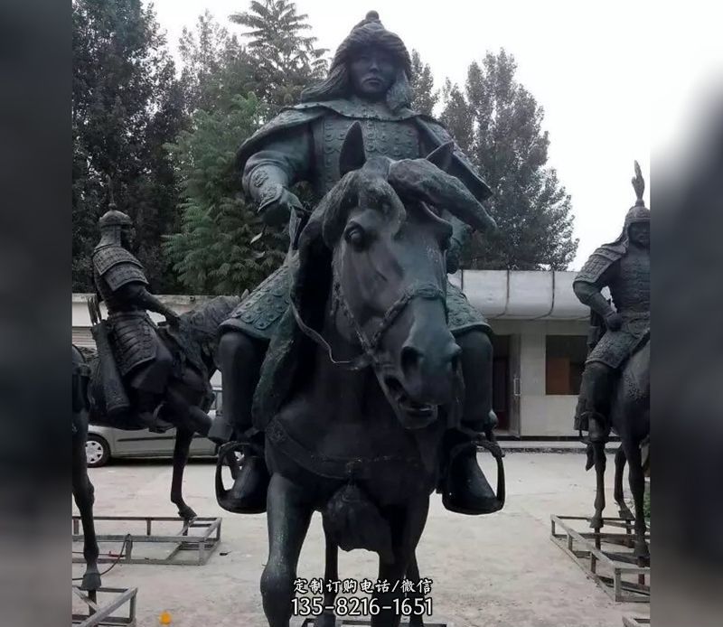 古代将军骑马人物铜雕 