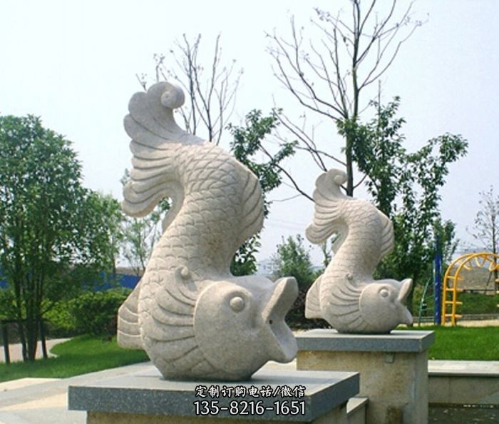 公园景观鲤鱼喷泉石雕图片
