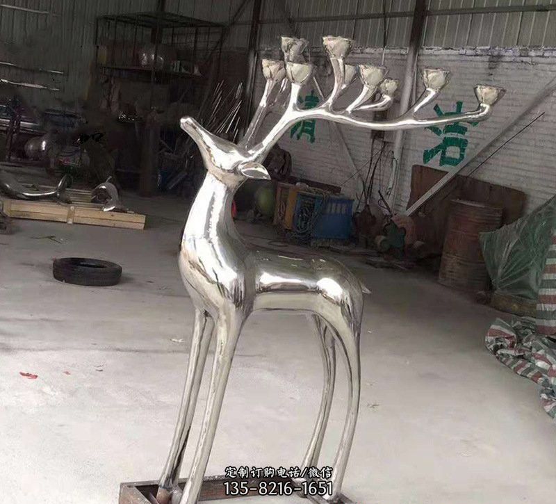 不锈钢烛台梅花鹿雕塑