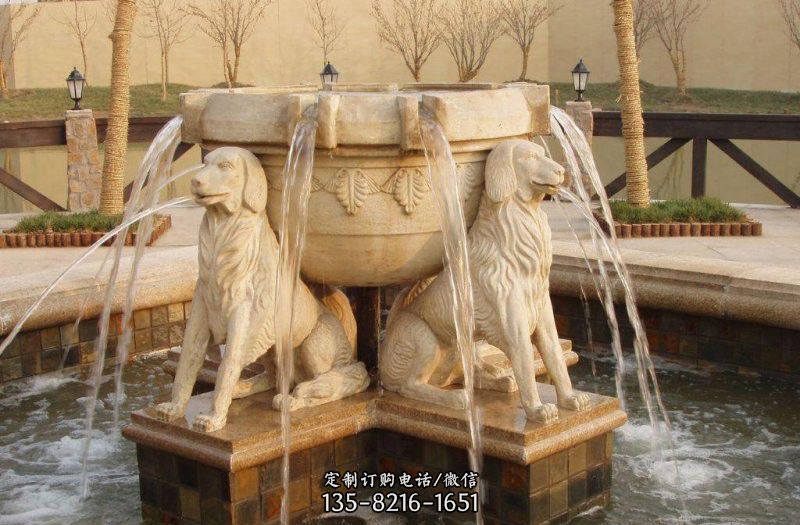公园动物狗喷泉石雕图片