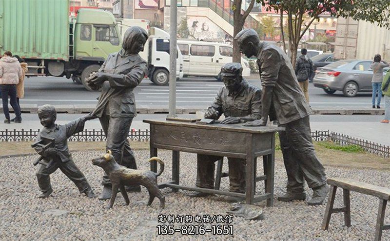 广场铜雕交粮食人物雕塑