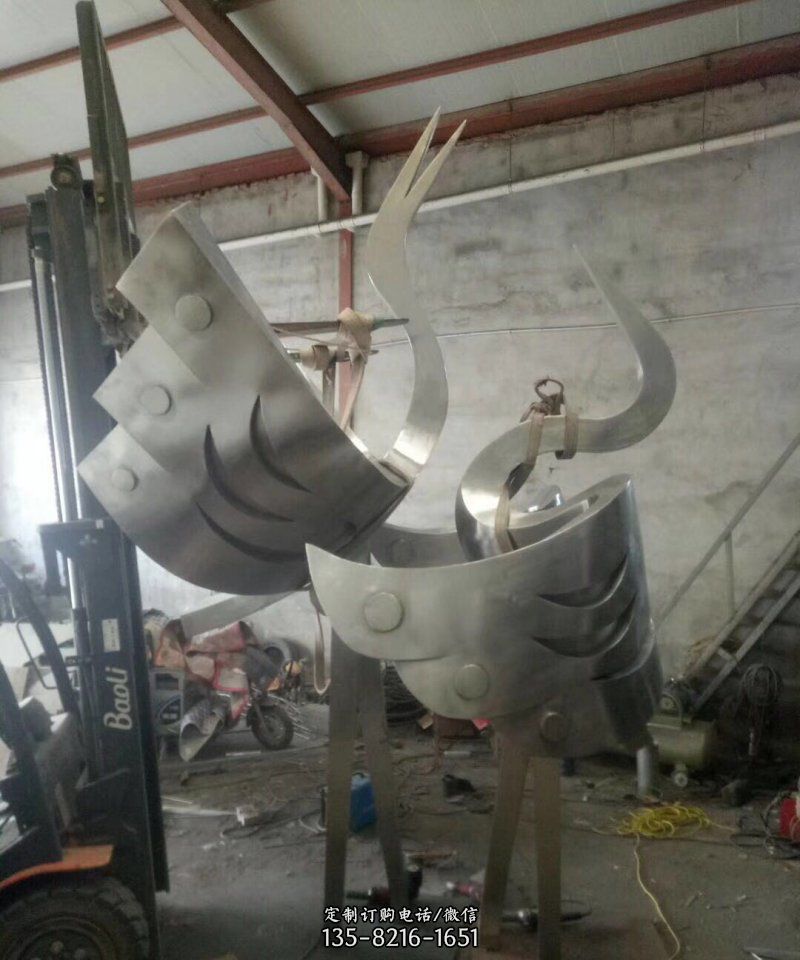 不锈钢抽象仙鹤公园动物雕塑