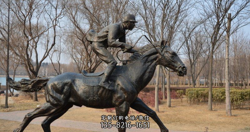 公园骑马的战士小品铜雕