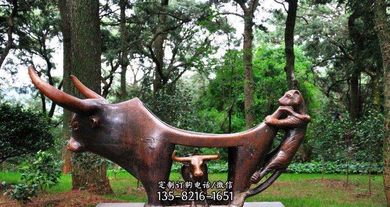 公园抽象牛景观铜雕