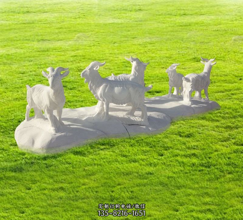 汉白玉公园动物山羊雕塑图片