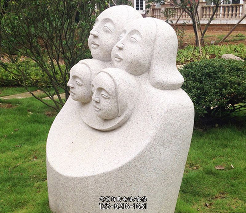 公园母子人头像石雕图片