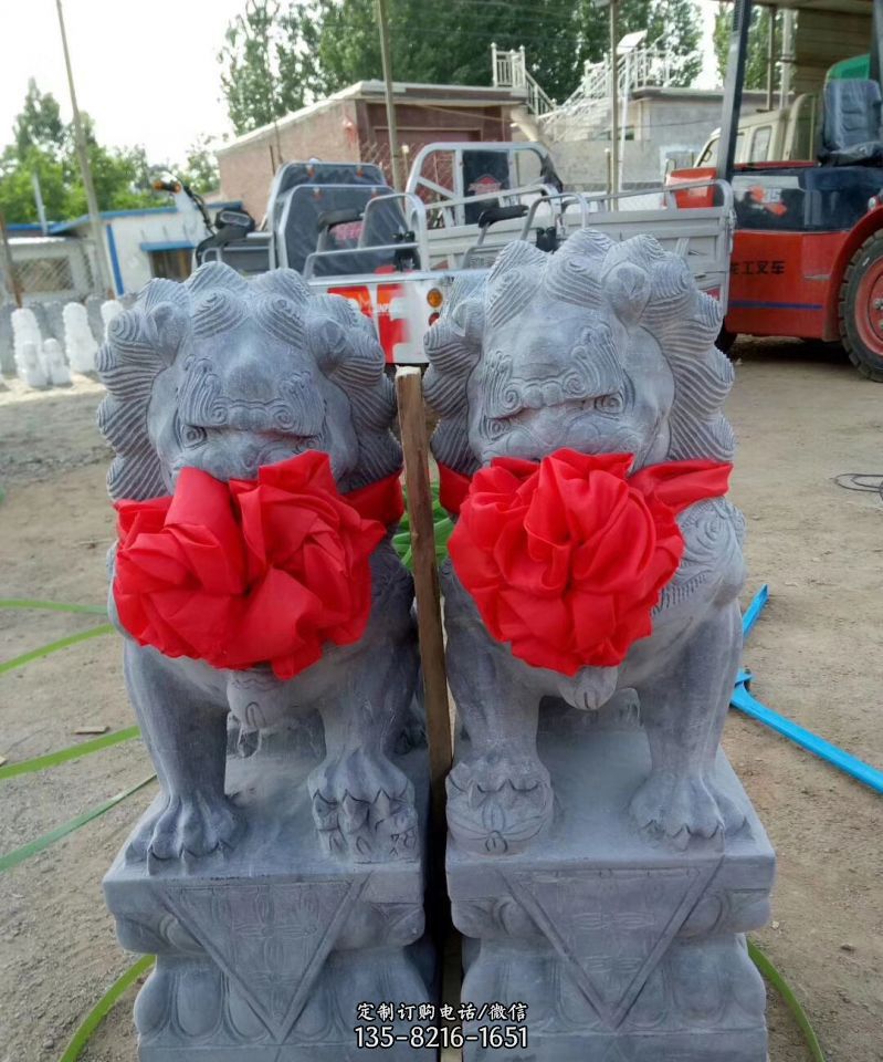 大理石镇宅狮子雕塑庭院招财动物石雕图片