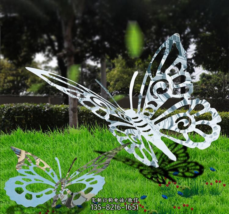 不锈钢蝴蝶昆虫雕塑