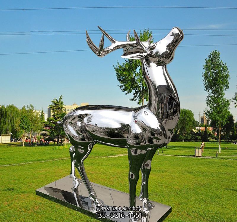 不锈钢公园梅花鹿雕塑2