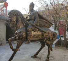 古代骑马人物铜雕塑 