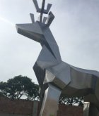 公园不锈钢抽象几何鹿动物雕塑
