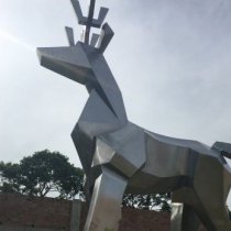 公园不锈钢抽象几何鹿动物雕塑