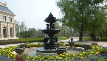 公园天鹅喷泉铜雕