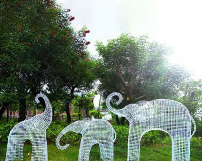 不锈钢镂空大象雕塑1
