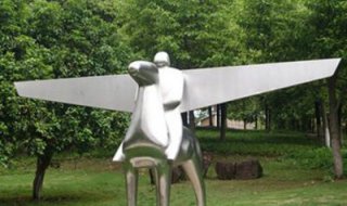 不锈钢抽象骑飞马的人物雕塑