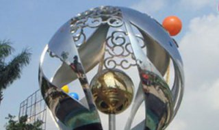 广场不锈钢镜面圆球抽象雕塑