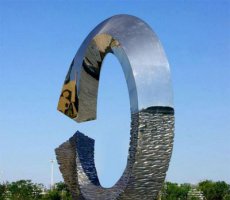 不锈钢圆环标志景观雕塑