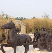 城市公园坐马车景观铜雕