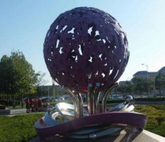 不锈钢花朵镂空球公园景观雕塑