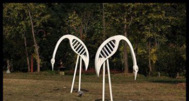 公园不锈钢抽象仙鹤雕塑