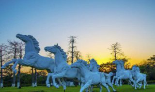 奔跑的马群城市公园景观铜雕