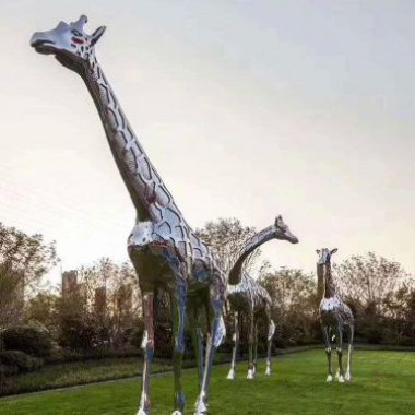 不锈钢广场长颈鹿雕塑