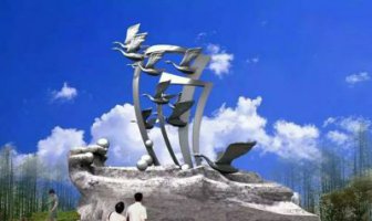 公园不锈钢飞翔的天鹅雕塑1