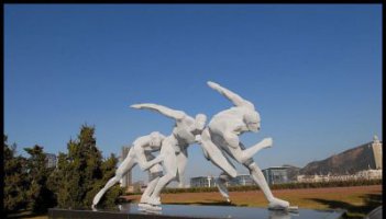 公园不锈钢抽象人物滑冰雕塑