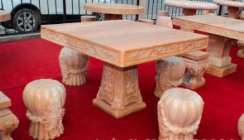 方形石桌凳-庭院天然石桌凳