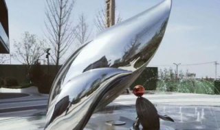 不锈钢海豚戏球海洋动物雕塑