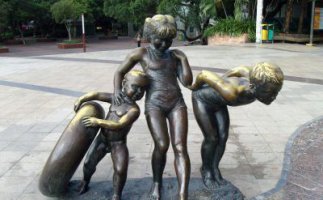 公园小孩小品铜雕