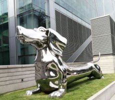 狗雕塑不锈钢-红铜黄铜雕塑