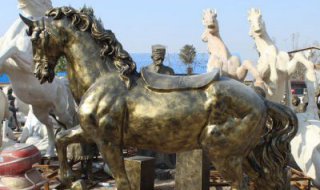 马动物铜雕-石雕吐水天鹅，户外公园景区喷水动物摆件