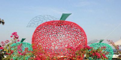 公园不锈钢镂空苹果景观雕塑