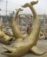 公园海豚铜雕-玻璃海豚雕塑