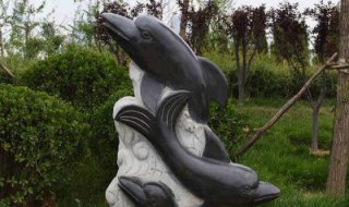 海豚石浮雕-不锈钢抽象海豚雕塑