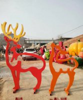不锈钢城市镂空彩绘鹿雕塑