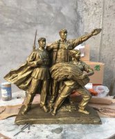红军战士铜雕-骑马关公铜佛像古代战士雕塑