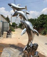 不锈钢海豚公园动物雕塑