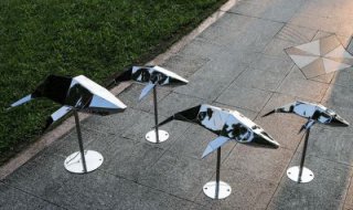 不锈钢抽象几何海豚雕塑1