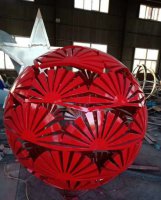 不锈钢彩色镂空球雕塑222