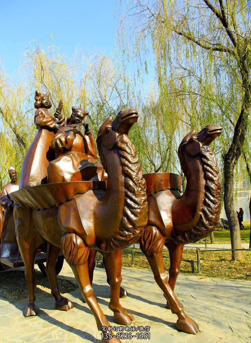公园古人骑骆驼景观铜雕