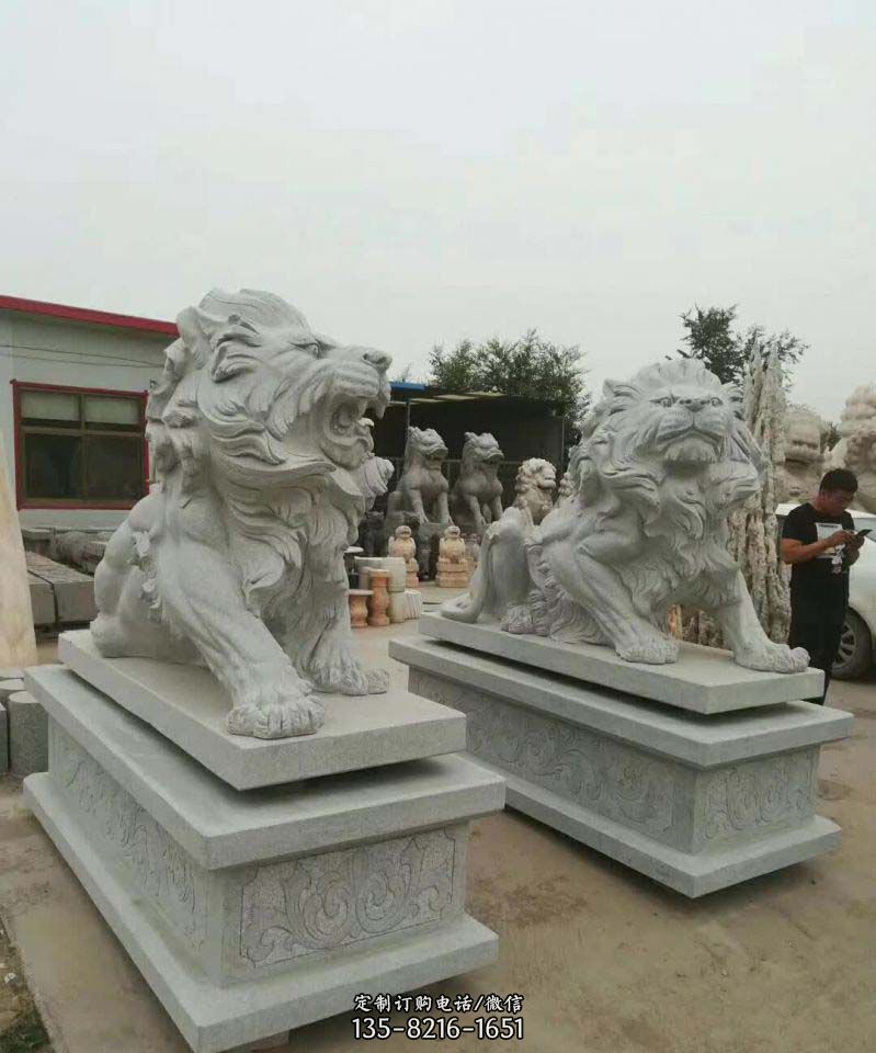 大理石西洋狮雕塑图片