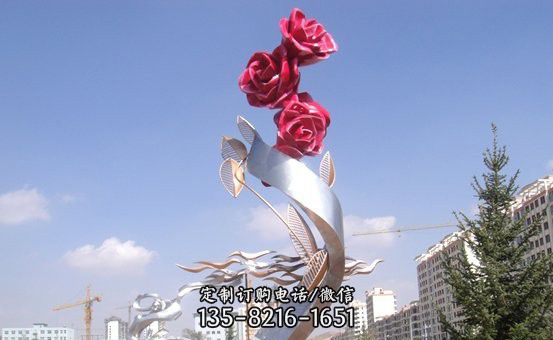 不锈钢玫瑰花雕塑