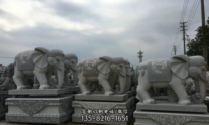 公园仿古大象动物石雕图片